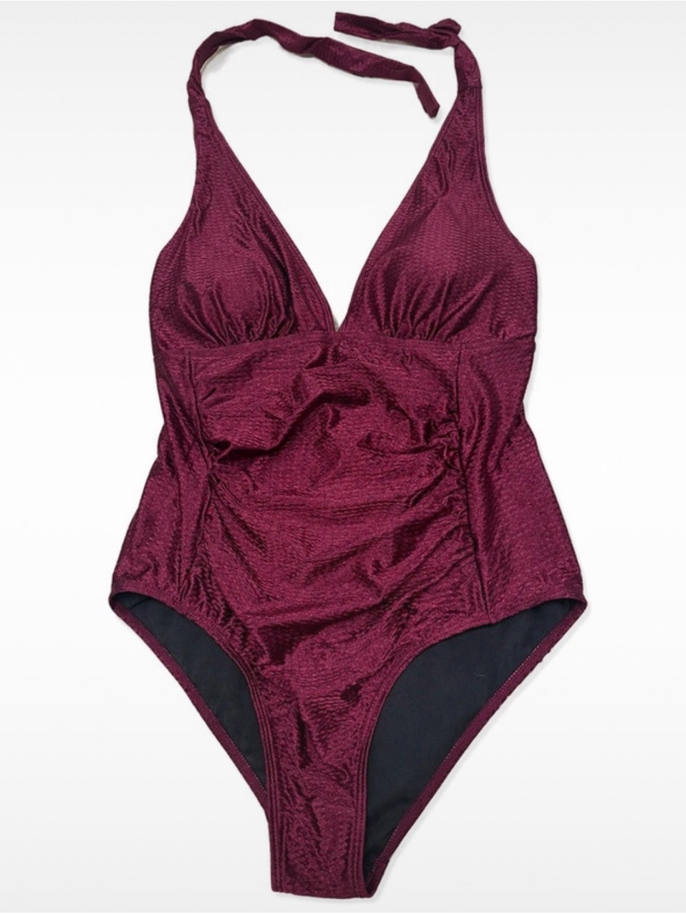 Women's Deep Plum One-Piece Halter Swimsuit